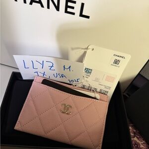 SOLD Chanel Pink Quilted Caviar Card Holder